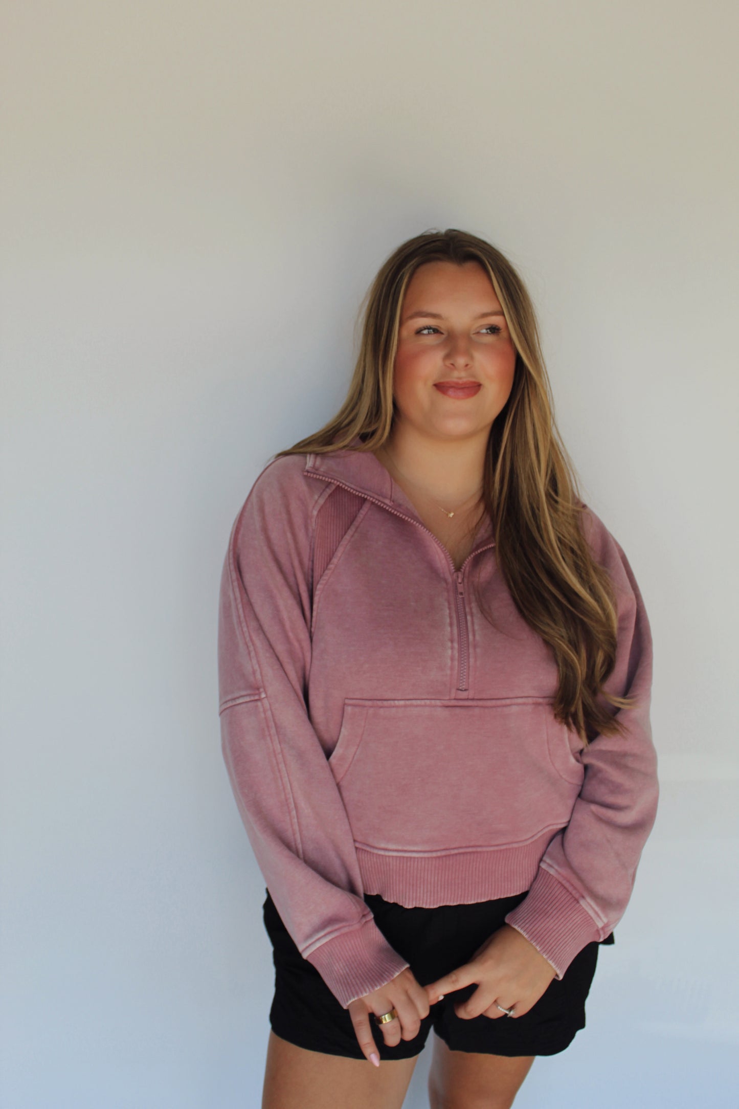 Dusty Rose Half-Zip Pullover