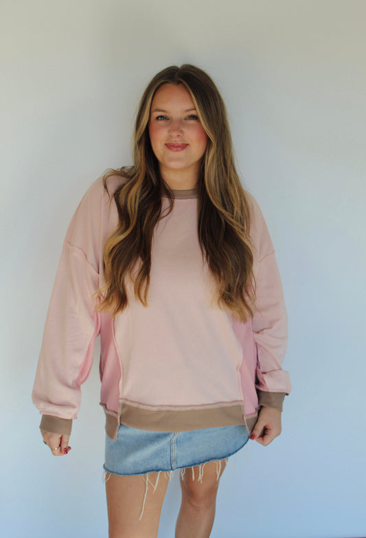 Blush & Mocha Contrast Crew
