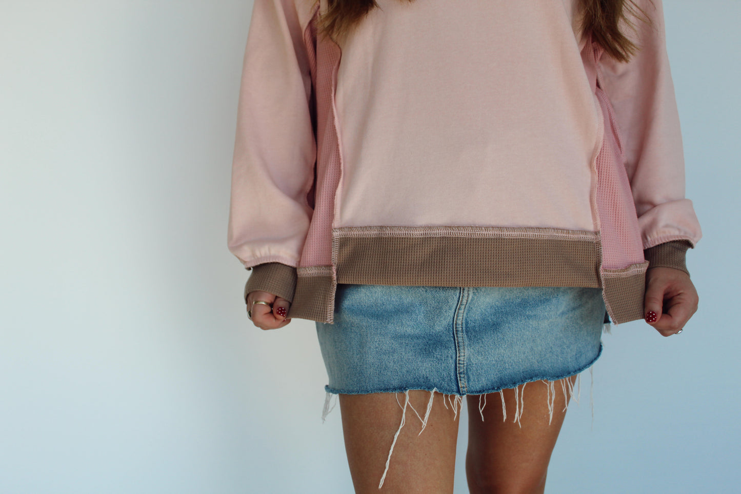 Blush & Mocha Contrast Crew